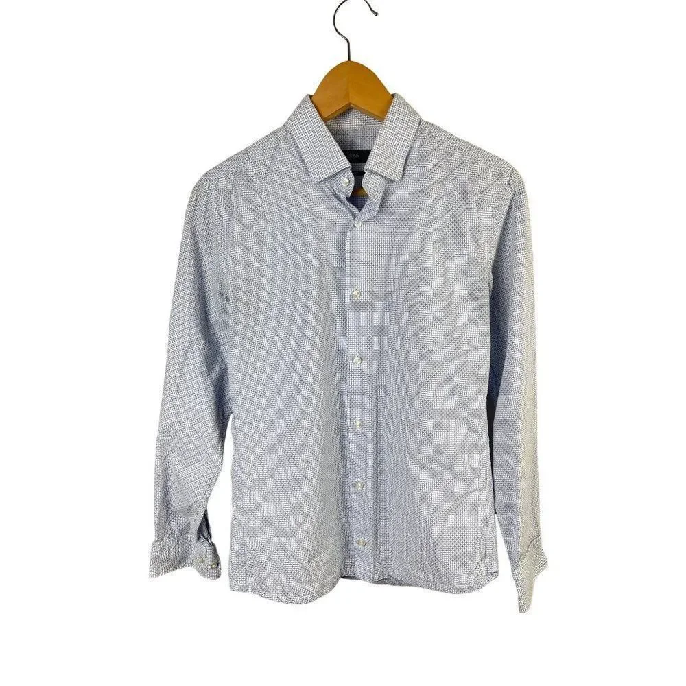 Hugo Boss Mens Button Down Shirt Blue Business Casual - Picture 7 of 7